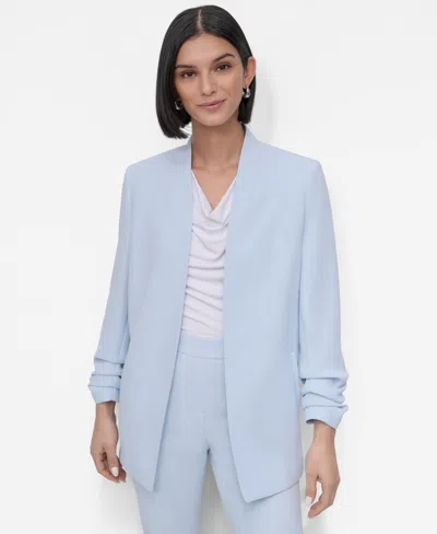 Dkny Women's Ruched-sleeve Open-front Blazer In Skyway