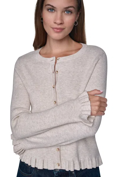 Dkny Women's Ruffle Hem Cardigan In White