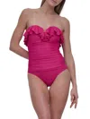 Dkny Women's Ruffled Bandeau One-piece Swimsuit
