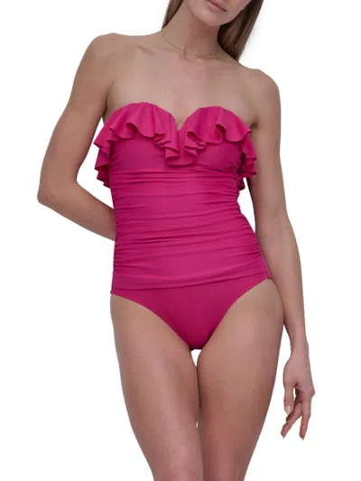 Dkny Women's Ruffled Bandeau One-piece Swimsuit