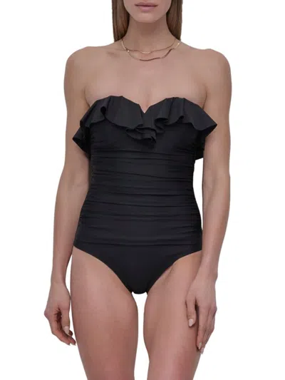 Dkny Women's Ruffled Bandeau One-piece Swimsuit