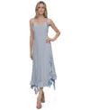 Dkny Women's Ruffled-hem Midi Slip Dress In Blue