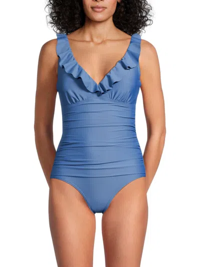 Dkny Women's Ruffled One Piece Swimsuit
