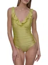 Dkny Women's Ruffled One Piece Swimsuit