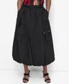 Dkny Rumpled Tech Nylon Cargo Skirt In Black