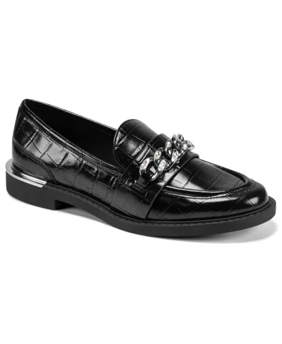 Dkny Women's Ryleigh Stone Slip-on Loafers In Black