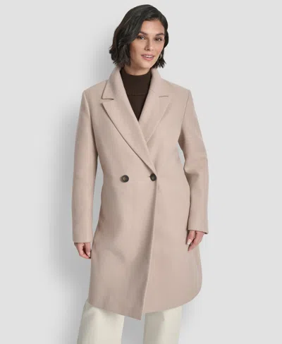 Dkny Women's Sams Double-breasted Notch Collar Coat In Neutral