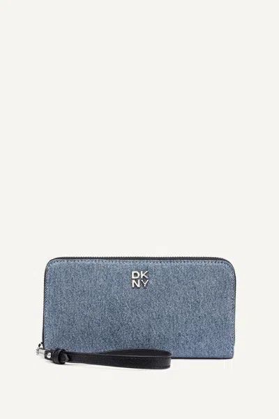 Dkny Women's Sarah Large Zip Around Wallet In Blue
