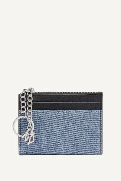 Dkny Women's Sarah Top Zip Card Holder In Denim/black