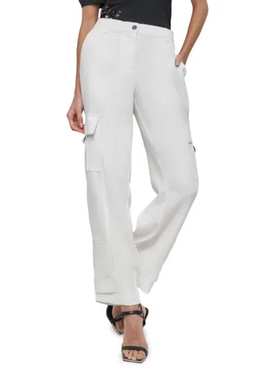 Dkny Women's Satin Cargo Pants In Ivory
