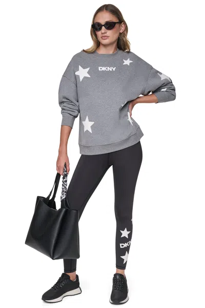 Dkny Women's Scattered Stars Logo Sweatshirt In Gray