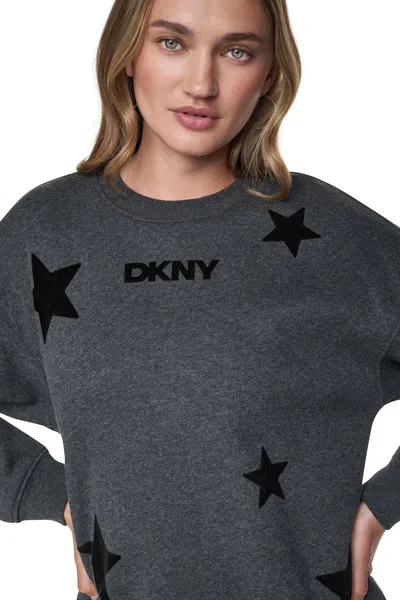 Dkny Women's Scattered Stars Logo Sweatshirt In Black