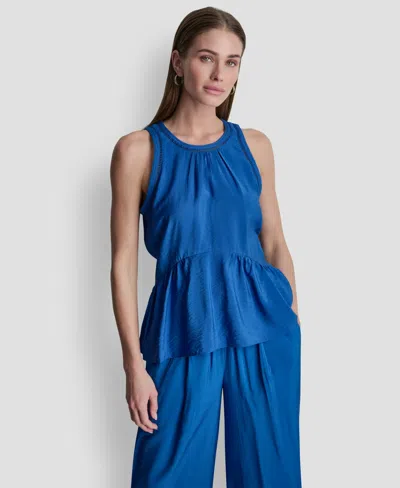 Dkny Women's Scoop Neck Sleeveless Blouse In Blue