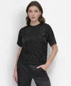 Dkny Scribble Logo Jacquard Top In Black