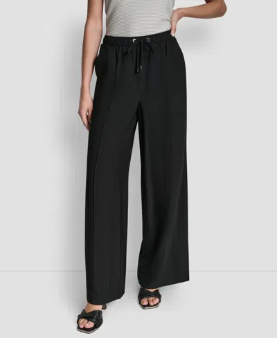 Dkny Women's Seam Crinkle Pull-on Pants In Black