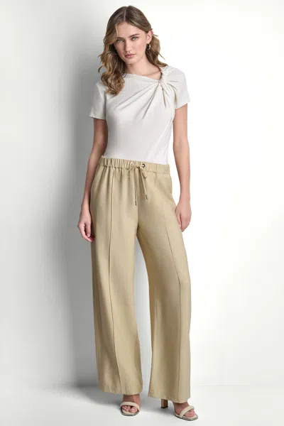 Dkny Women's Seamed Wide Leg Pull-on Pants In Green