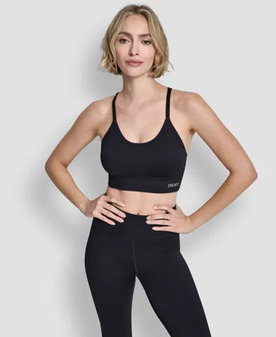 Dkny Women's Seamless Low Impact Racer Back Longline Bra In Black