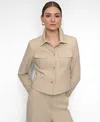 Dkny Womens Seersucker Square Neck Bustier Top Seersucker Button Front Cropped Jacket Seersucker High Ris In Neutral