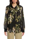 Dkny Women's Semi Sheer Floral Shirt In Photo Floral