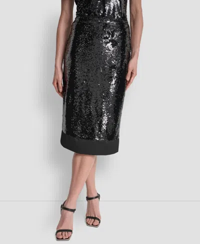 Dkny Women's Sequin Detail Skirt In Black