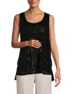 Dkny Women's Sequin High Low Top In Black