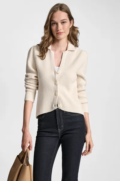 Dkny Women's Shaker Stitch Cropped Cardigan Jacket In Neutral