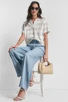 Dkny Sheer Stripe Polo In Neutral