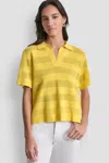 Dkny Sheer Stripe Polo In Yellow