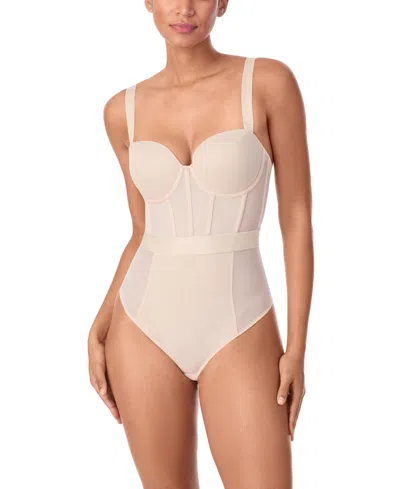 Dkny Sheers Strapless Underwire Bodysuit In Neutral