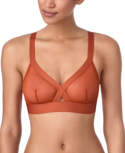 Dkny Women's Sheers Unlined Mesh Bralette Bra In Brown