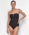 Dkny Women's Textured Shirred One-piece Swimsuit In Black Texture