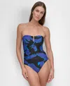Dkny Women's Shirred One-piece Swimsuit In Brush Stroke (mediterranean Multi) (jers
