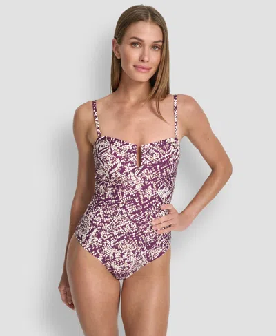 Dkny Women's Shirred One-piece Swimsuit In Multi