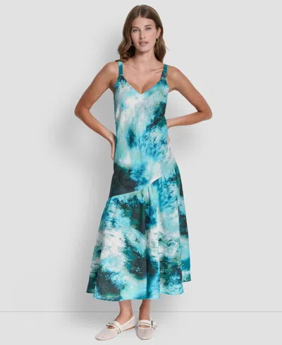Dkny Linen Dress In Multi