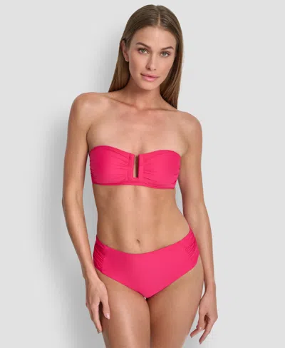 Dkny Women's Shirred U-wire Bandeau Bikini Top In Pink