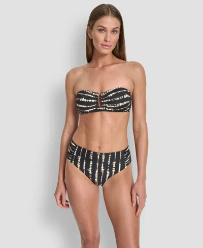 Dkny Women's Shirred U-wire Bandeau Bikini Top In Black