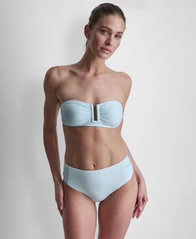 Dkny Women's Shirred U-wire Bandeau Bikini Top In Blue
