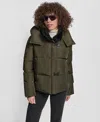 Dkny Women's Shirt Toggle Hooded Puffer Coat In Green