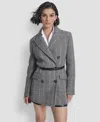 Dkny Women's Short Double-breasted Belted Coat In Gray