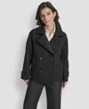 Dkny Womens Short Double Breasted Collared Coat P Xs Xxl In Black