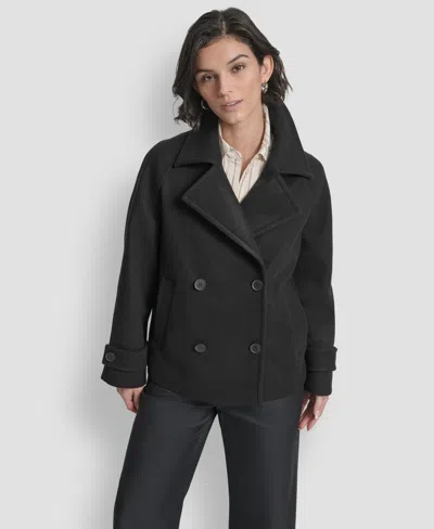 Dkny Women's Short Double Breasted Collared Coat In Black