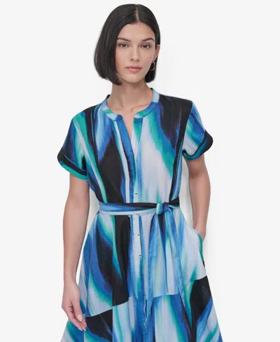 DKNY WOMEN'S SHORT-SLEEVE ASYMMETRIC MIDI DRESS