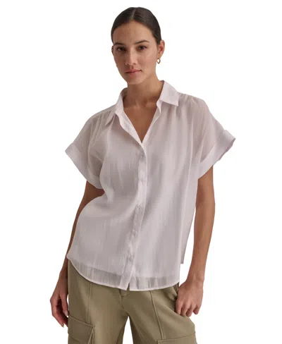 Dkny Women's Short-sleeve Button-front Shirt In White