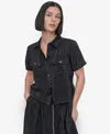 Dkny Tech Poplin Button-up Shirt In Black