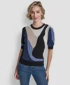 Dkny Women's Short-sleeve Color-block Sweater In Multi