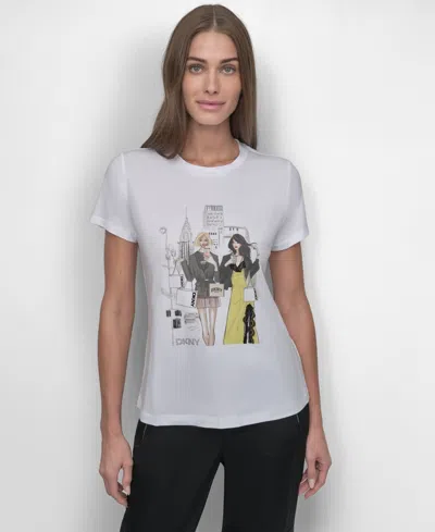 Dkny Women's Short-sleeve Graphic T-shirt In White