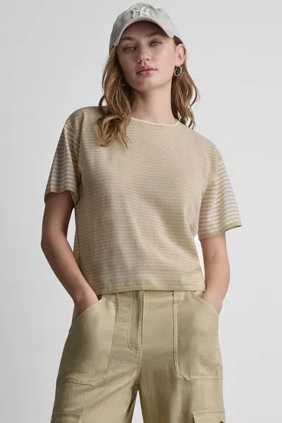 Dkny Women's Short Sleeve Mixed Stripe Sweater In Green