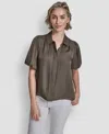 Dkny Women's Short-sleeve Park Satin Top In Brown