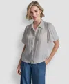 Dkny Women's Short-sleeve Park Satin Top In Gray