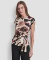 Dkny Women's Short Sleeve Printed Jersey Knit Top In Multi